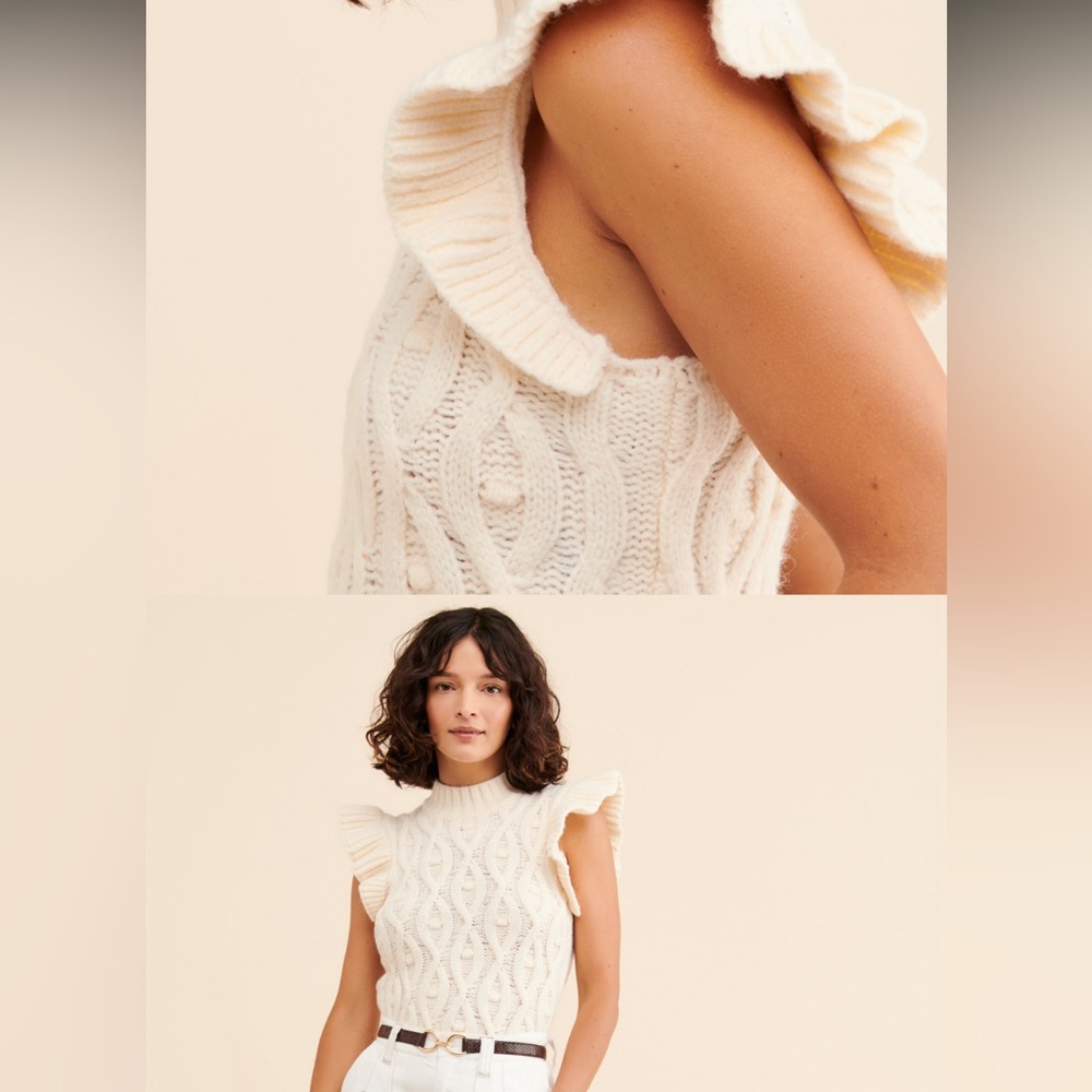 Line & Dot Cream Cable Knit Sweater